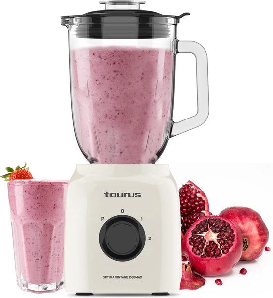 Krachtige Vintage Blender met Glazen Kan (1500W, IJscrush) van Merkloos