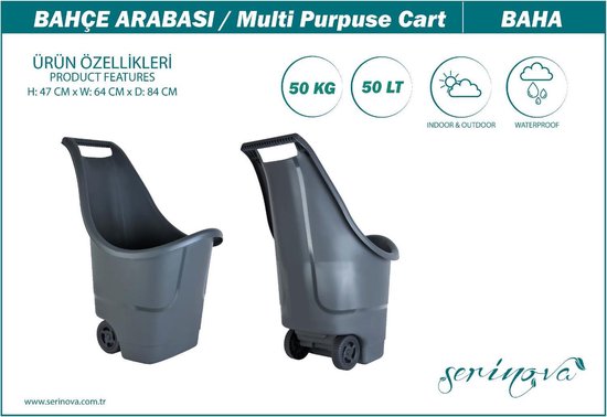 Kruiwagen met wielen  antraciet tuintrolley shoppingkar  bolderkar max 50kg van MaxxGarden