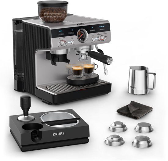 Krups Precision+ XP804T pistonmachine met ingebouwde molen en tamping station accessoire van Merkloos