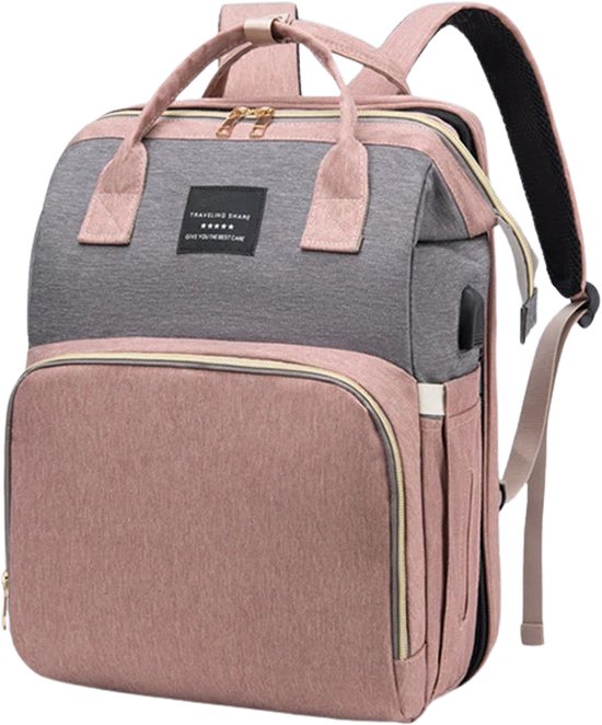 KTN® Multifunctionele Luiertas - Verzorgingstas - Verschoontas - Voedingstas - Uitschuifbaar Bed - Reisbed - Reiswieg - Baby - Powerbank van KTN