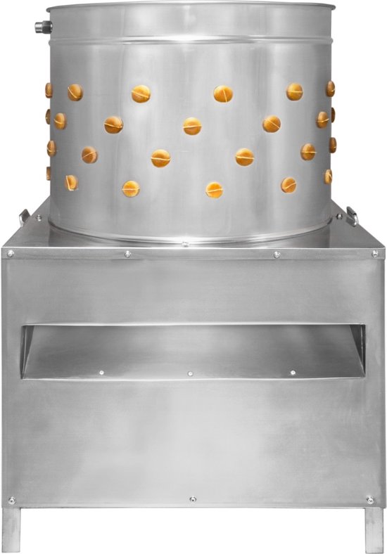 KuKoo Gevogelte Plukmachine - 60cm - Kip, Kalkoen en Eend - Roestvrij Staal - 132 Rubberen Vingers - Waterpijp - Zilver van KuKoo