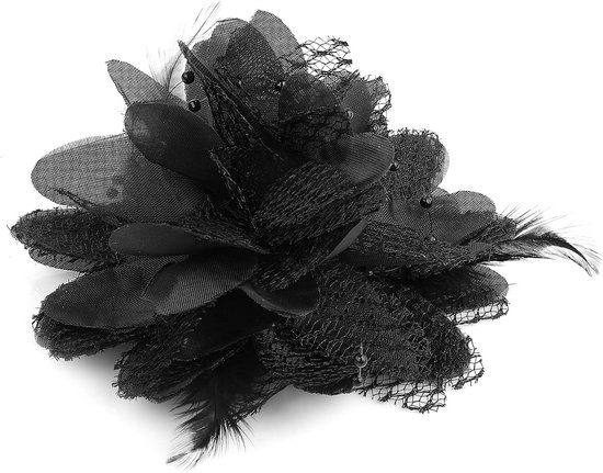 Kunstmatige Rozenbloem Haarspeld met Veer en Hoofdband - Accessoire voor Dames en Meisjes voor Feestdagen en Speciale Gelegenheden van Merkloos