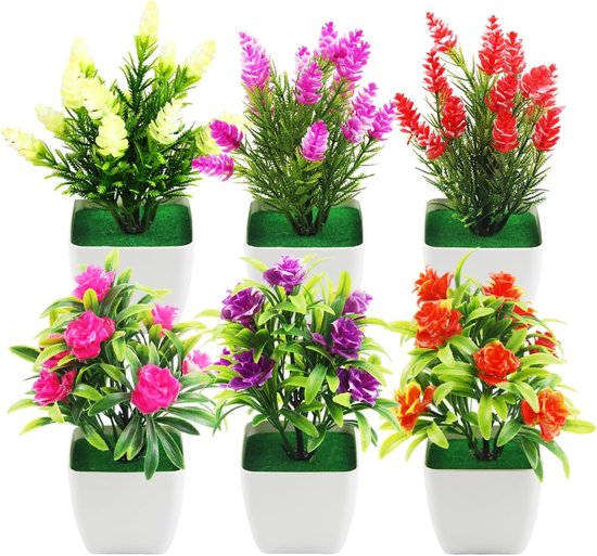 Kunstplanten en Kunstbloemen in Potten - Mini Neppotten van 17 cm voor Thuis, Kantoor en Tuin Decoratie van Merkloos