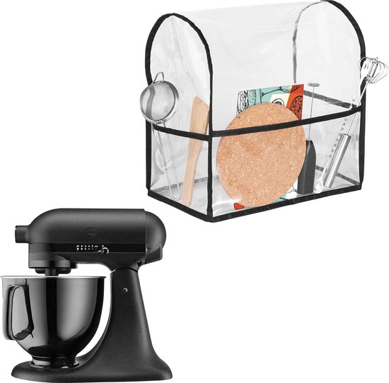 kwmobile beschermhoes voor staande mixer - Compatibel met KitchenAid 43-48 liter - 3 zijvakken - Transparant/zwart - TPU - Extra bescherming . van Merkloos