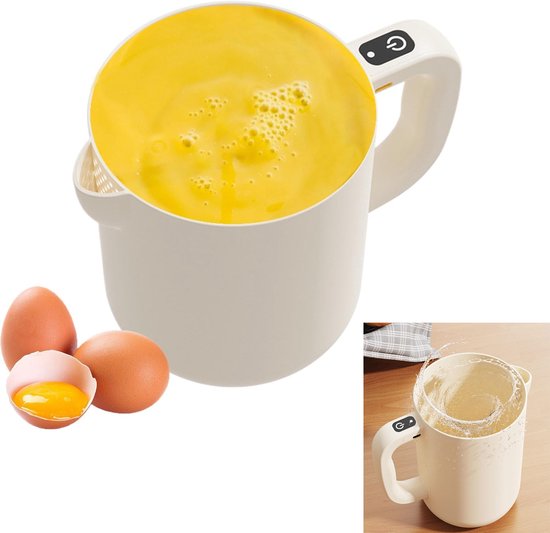 KZQ 2-in-1 elektrische handmixer en klopper - Snoerloos keukenapparaat voor bakken en koken - Compact en krachtig voor thuisgebruik - Beige