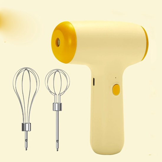 KZQ 5-snelheden elektrische handmixer met dubbele gardes - Snoerloos keukenapparaat voor bakken en koken - Compact en krachtig voor thuisgebruik - Geel