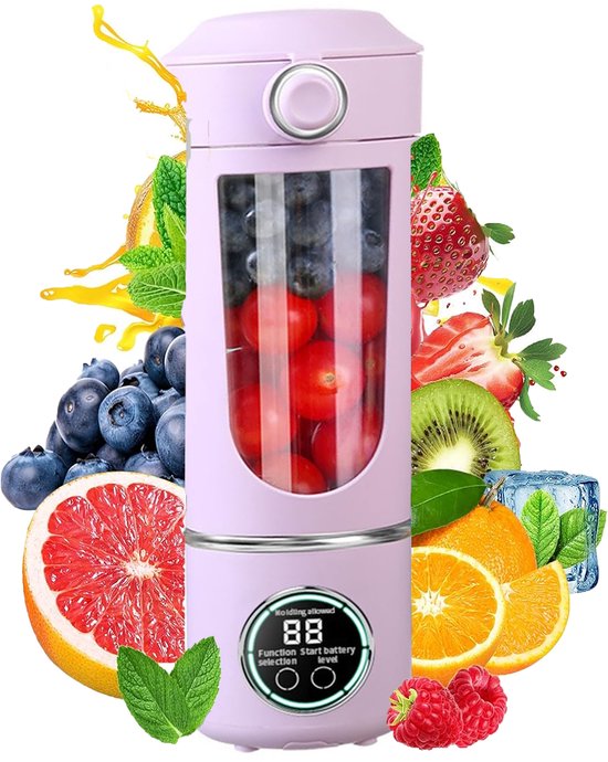 KZQ 700 ml draagbare fruitmixer - USB oplaadbaar met hoge snelheid - Perfect voor smoothies en eiwitshakes - Ideaal voor thuis en onderweg - Paars