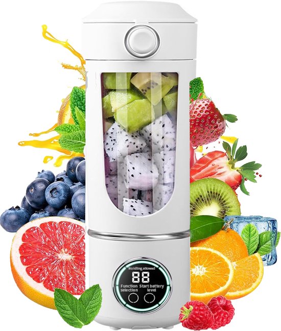 KZQ 700 ml draagbare fruitmixer - USB oplaadbaar met hoge snelheid - Perfect voor smoothies en eiwitshakes - Ideaal voor thuis en onderweg - Wit