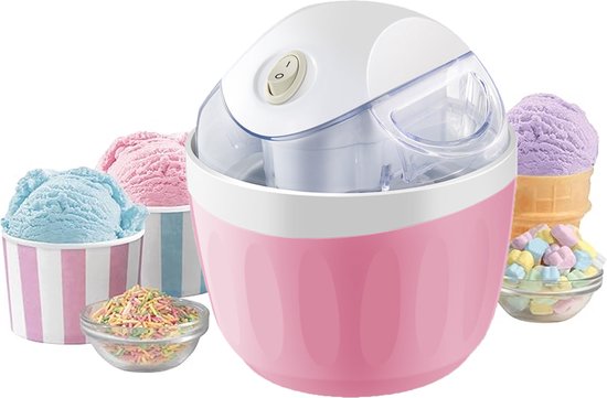KZQ Automatische IJsbereider - 500ml - Maak Italiaans Schepijs Sorbet En Yoghurtijs In 15 Minuten - Krachtig Voor Thuisgebruik - Roze