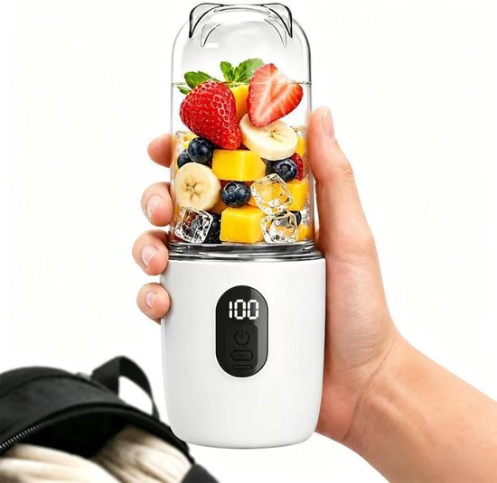 KZQ Draagbare Blender voor Eiwitshakes en Smoothies, 500 ml USB-C Oplaadbare Persoonlijke Blender met Led Scherm, 16-Mes Smoothiemaker voor Thuis Werk Reis