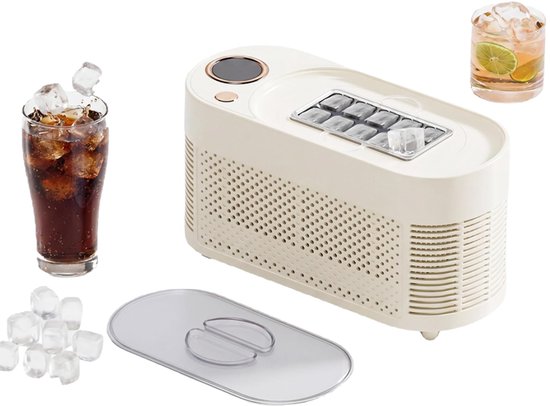 KZQ Draagbare ijsmaker voor thuisgebruik - 10 ijsblokjes per cyclus - Snelle productie 12V - Mini-ijsmachine voor op het aanrecht - Wit van kzq
