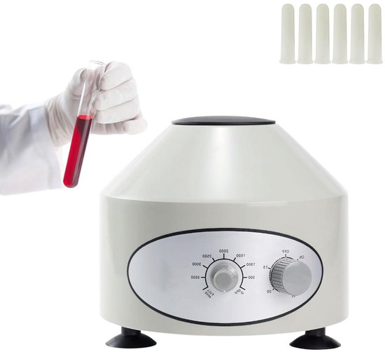 Labor Centrifuge - Mini Centrifuge Tafelmodel - Monsters Scheiden - Verstelbare Snelheid - 6 x 15 ml - Wit