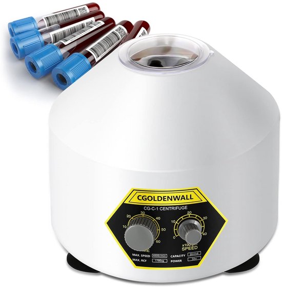 Laboratorium Centrifuge, 4000 RPM, Timer 0-60 Min, Inclusief 6 Buisjes van Merkloos