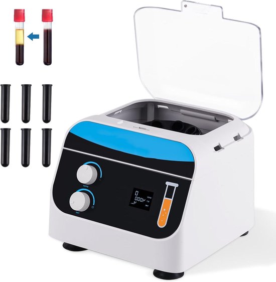 Laboratorium Centrifuge - Kleine Tafel Centrifuge - Plasma Scheiden - LCD Display Timer - 6 x 20 ml - Wit