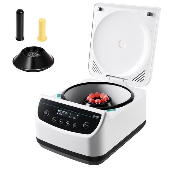 Laboratorium Centrifuge - Tafelmodel - RCF 100-1900 x g - Instelbaar 500-4000 rpm - Met rotor voor 2/5/10/15 ml buizen - Laag geluidsniveau - Voor laboratoriumexperimenten van Merkloos