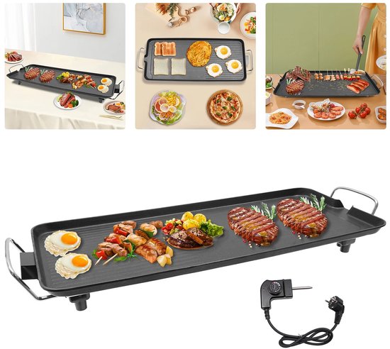 Lamor Gourmetstel - Gourmetset - Gourmetplaat - Gourmet - Elektrisch koken - 5 Standen - 68 x 28 x 7 cm - 1–6 Personen - 1500 W