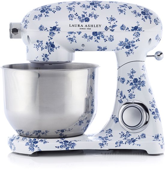 Laura Ashley Keukenmachine - 1800W, 6L RVS kom, roerhaak, deeghaak, garde, spatdeksel, 10 snelheden - China Roos - ByVQ van Laura Ashley