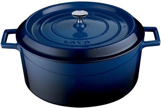 LAVA GIETIJZEREN BRAADPAN - DUTCH OVEN - Ø28cm - BLAUW - 6,7L - geschikt voor inductie van Merkloos