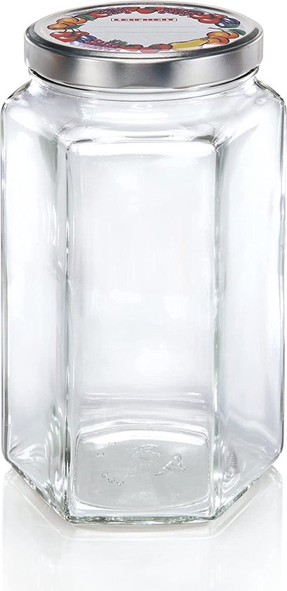Leifheit 3212 Jampot Zeshoekig 1.7L Glas/Zilver van Merkloos