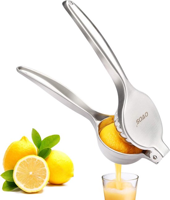 Lemon juicer hand juicer for citrus fruits - anti-bite agents - dishwasher safe - stainless steel 18/8 - diameter 7 cm