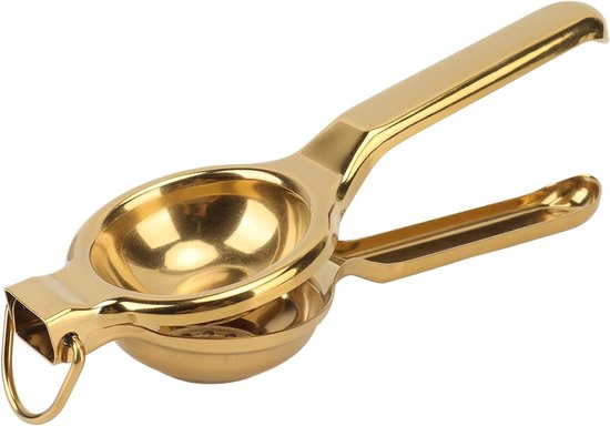Lemon Press, Stainless Steel Ergonomic Hand Press with Ultra Long Handle Manual Citrus Juicer Citrus Juicer Handheld Lime Press Bartool with Lifting Ring (Gold) van Merkloos