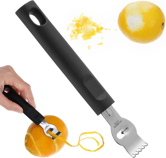 Lemon Zest Peeler en Citrus Fruit Cutter voor Handmatig Gebruik in Keuken en Bar - RVS Schiller voor Sinaasappels en Citroenen