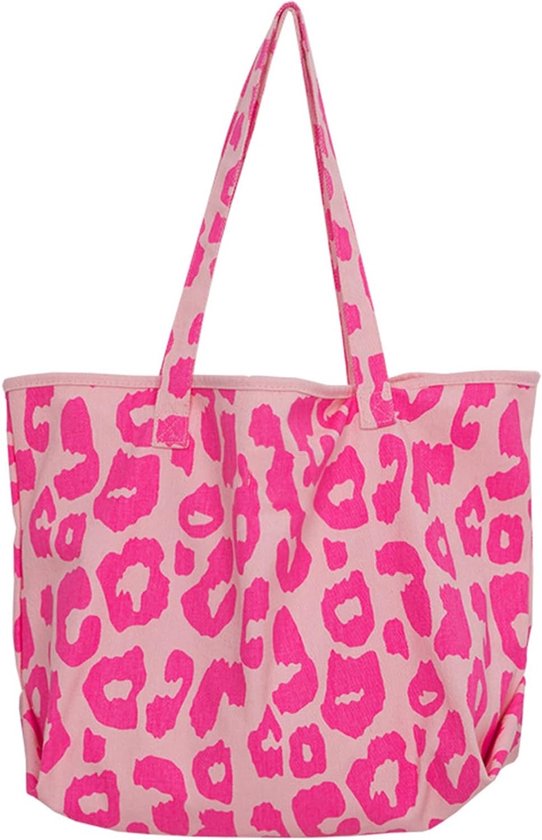 Leopard Tote Bag voor Dames - Grote Schoudertas voor Casual Gebruik, Kantoor, School en Winkelen, Roze Shopper met Veel Ruimte van Merkloos