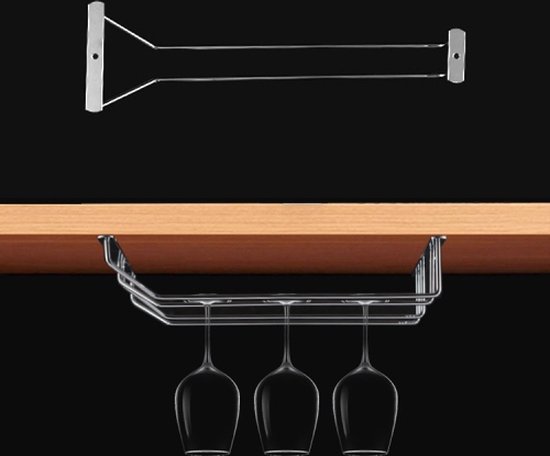 Let op type!! MICLAN één rij RVS opknoping Wijnglas houder  grootte: 34 * 11 5 * 5 cm van MICLAN