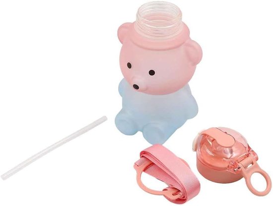 Leuke 800ml Gradient Kleur Waterfles met Rietje en Bandje - Draagbare Levensmiddelenfles voor Sport, Kamperen en Picknicken van Merkloos