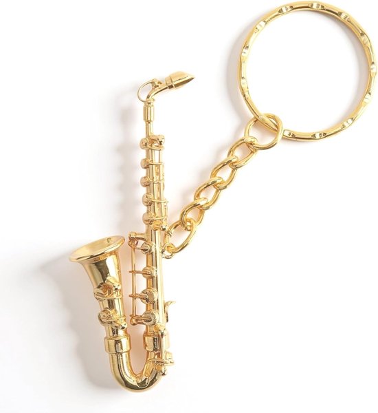 Leuke en draagbare saxofon sleutelhanger, unieke bronskleurige muzikale accessoire voor sleutels, perfect voor muziekliefhebbers en cadeau's van Merkloos