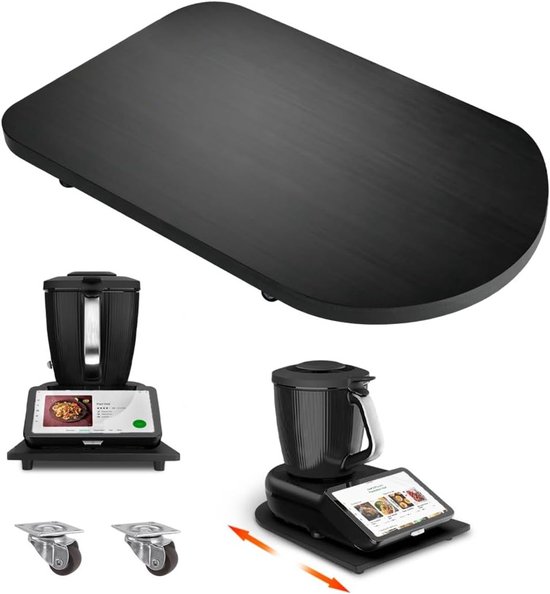 Lichtgewicht Bamboo Sliding Board met Wielen, Geschikt voor Thermomix TM7, Handige Keukenaccessoire voor Efficiënt Koken en Makkelijk Opslaan