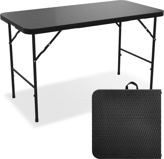 LifeGoods Inklapbare Tafel - 120x60 cm - Campingtafel - Stevige Klaptafel - 4 Personen - Vouwtafel voor buiten - Zwart van LifeGoods