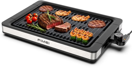 Lifero Elektrische Grill - Rookloze Grillplaat - Barbecue - Gourmetstel - Anti Aanbak - 1800W - Camping Koken - Mini Grillpan