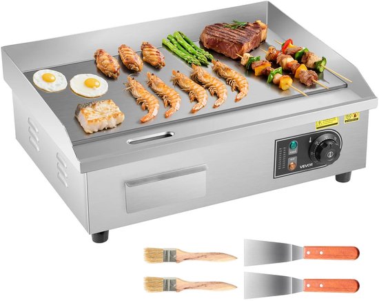 Lifero Elektrische RVS Grill - Grillplaat - Barbecue Plaat - Gourmetstel - 3200W - Camping Koken - Commerciële Grillpan - Bakplaat