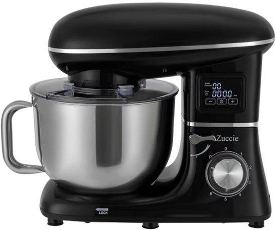 Lifero Keukenmixer 1500W – Deegmachine 6,2L – Keukenmachine met LCD-scherm – Keukenrobot 6 Standen – Mixer met Mengkom - Zwart van Merkloos
