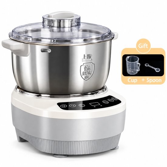 Lifero Keukenmixer 200W – Deegmachine 5L - Keukenmachine LCD-scherm – Keukenrobot met Kneedmes – Mixer met Mengkom - Mix Machine