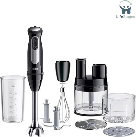 LifeStages - Hand Blender - Staafmixer Met 25 Snelheden - Eenvoudig Kliksysteem Plus - Zwart van Merkloos