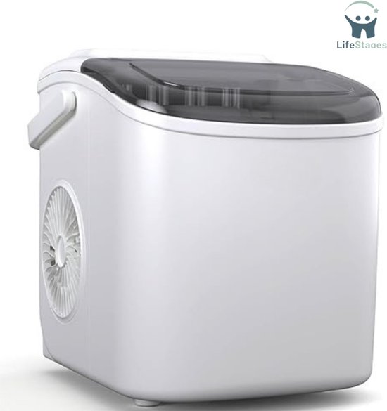 LifeStages - Ijsblokjesmachine - 12 KG-24 Uur - 2 Maten - 1,3 L Waterreservoir - LED-Display - Transparant Deksel - Draagbaar - Ijsblokjesmaker Voor Feestjes-Tuinfeestjes van LifeStages