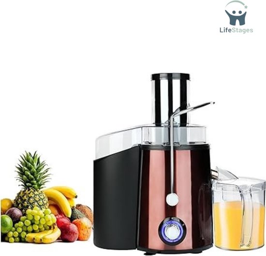 LifeStages - Sapcentrifuges Groenten En Fruit - Hoog Vermogen 1000 W Met 2 Snelheden - Sapcentrifuge En Regenererende Sappen - Antislip Basis - Antidruppelfunctie van Merkloos