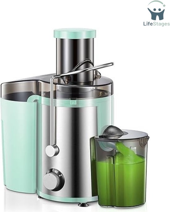 LifeStages - Sapcentrifuges Groenten En Fruit - Roestvrij Staal 3 Snelheden - 65MM - Aqua 800W van LifeStages