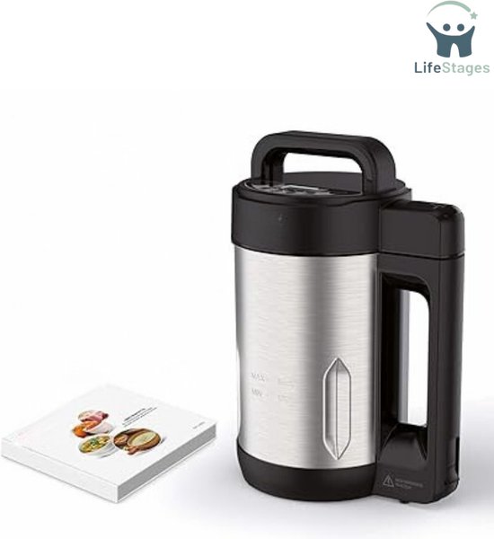 LifeStages - Soepmaker - Kookt En Mengt - 3 Automatische Programma's - 6 Porties - Met Receptenboek - Roestvrij Staal van LifeStages