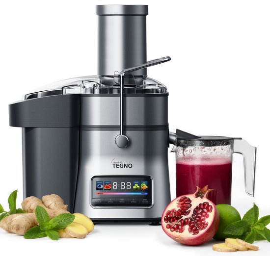 Linea Tegno Super Juicer PRO-JU8110 - Professionele RVS juicer - Sapcentrifuge voor Groenten & Fruit - 1500W - Extra grote vulopening - 2.5L Pulpbak - 1L Sapbeker, LED-kleurendisplay met 6 programma’s - Krachtig, stil en eenvoudig reinigen. van Merkloos