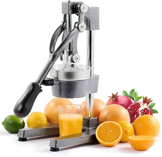 Lìon® Citruspers -Lever Professionele Citroenpers - Handmatige Citruspers - Grijs - 23cm x 18cm x 39cm