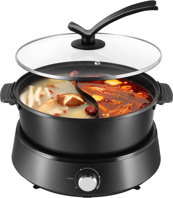 Lìon® Hotpot - 4L - Hotpot Pan - Hotpot Electrisch - Zwart - 29cm x 29cm x 18cm