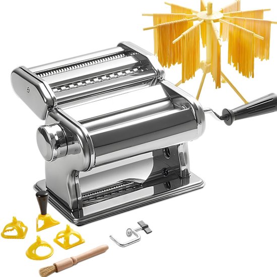 Lìon® Pasta Machine - Pastamachine Handmatig - Verstelbare Pastadiktes - Zilver - 13cm x 20cm x 16cm
