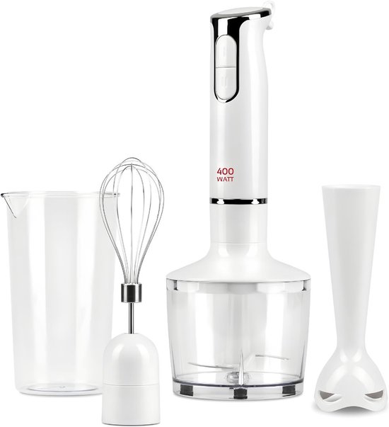 Lìon® Staafmixer Set - 3-in-1 Mixer en Garde - Staafmixer met Accessoireset - Wit - 6cm x 6cm x 37cm