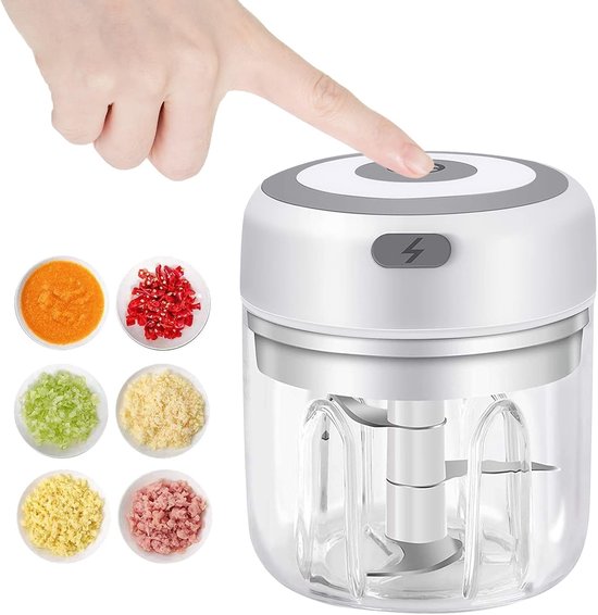 LISM-Mini blender van 250 ml met een krachtige motor – een draagbare handblender, perfect Geschikt voor smoothies, babyvoeding en groenten; gemakkelijk te gebruiken met vlees en kruiden; compact ontwerp Geschikt voor in de keuken en op reis (wit).