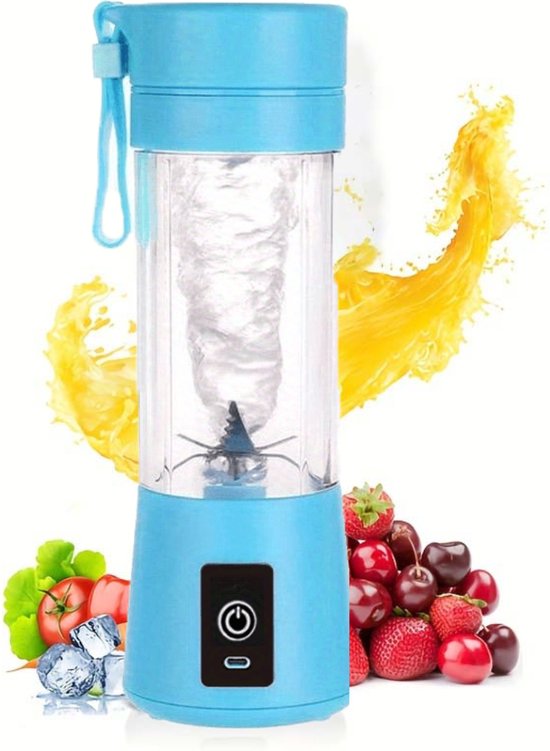 Livano Portable Blender - Shakebeker Met Mixer - Draadloze Blender - Elektrische Shakebeker - Blender To Go - Draagbare Blender - Blauw van Livano