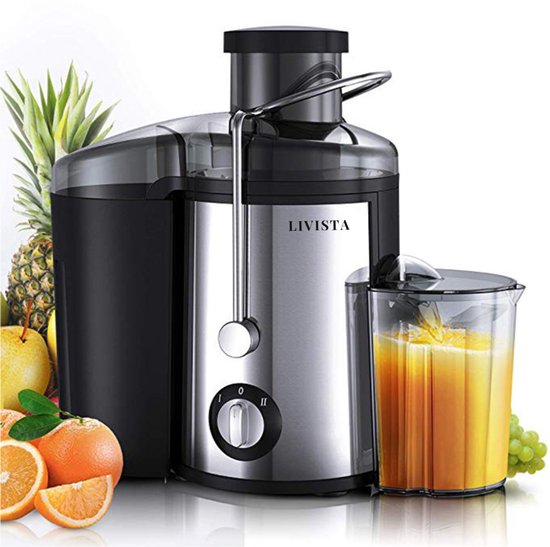 Livista® High-Speed Juicer – 2 Snelheidsstanden – Grote Invoeropening – Ultrafijn Filter – 1,8L Pulpcollector – Vers Fruit- en Groentesap van Merkloos
