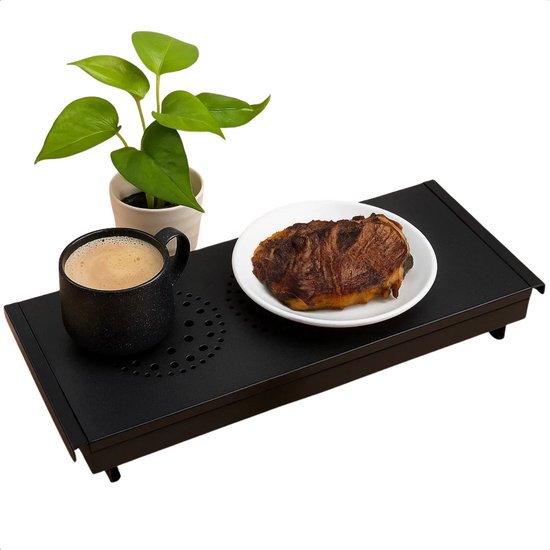 Lomera Warmhoudplaat - Rechaud - 2 Branders - Waxinelichtjes - Voedselverwarmer - Non-Stick Coating - Aluminium Rooster - Roestvrijstaal Basis - Zwart - Gelijkmatige Verwarming - Handvaten - Afneembaar Rooster - Kaarsjesdover